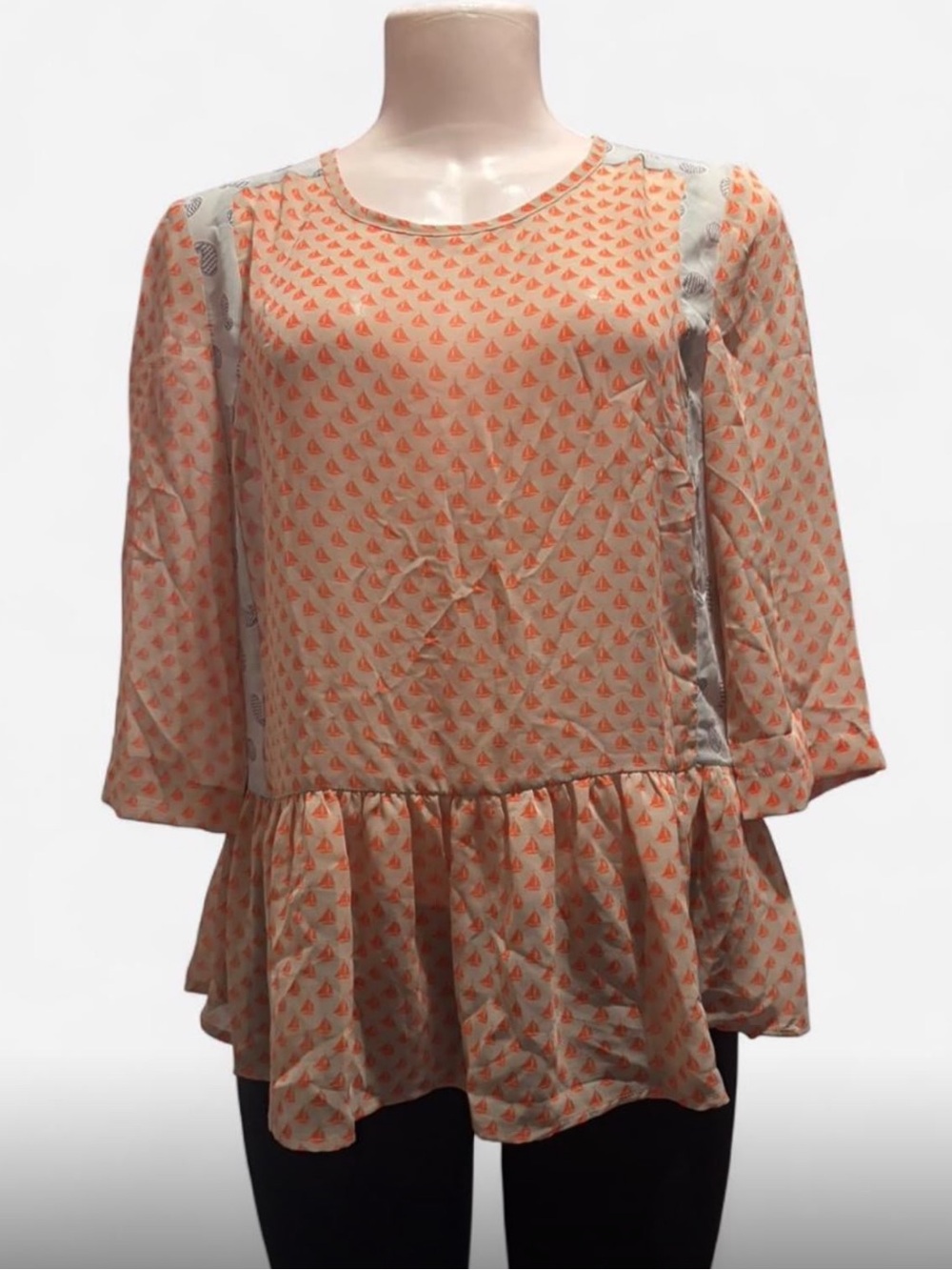 Maison Jules Peach Coral Printed Ruffle-Hem Tunic